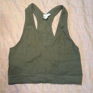 BUNDLE Olive Green and Gray Seamless Ribbed Racerback Crop Top